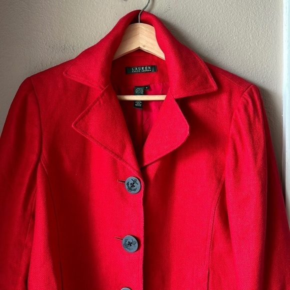 Lauren Ralph Lauren Jackets & Blazers - LAUREN RALPH LAUREN Red Linen 3/4 Sleeve Cropped Nautical Jacket
